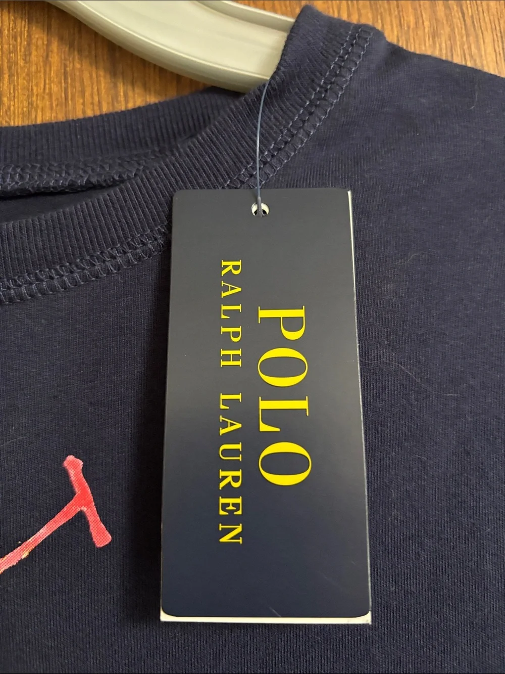 Ralph Lauren Navy Long-Sleeve Ruffle-Hem Dress with Multicolor Polo Logo